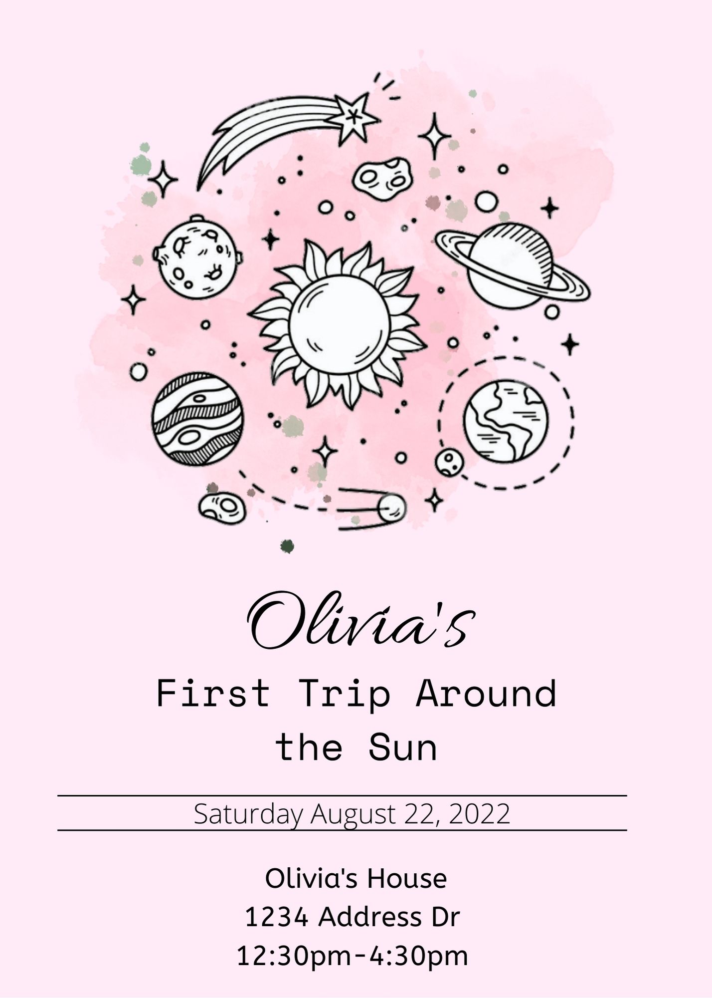 Picture of Pink Space Birthday Invitation