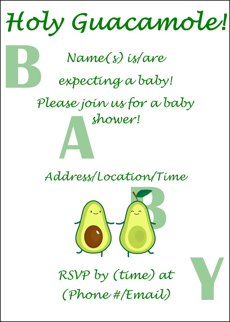 Avocado Baby Shower Invitation