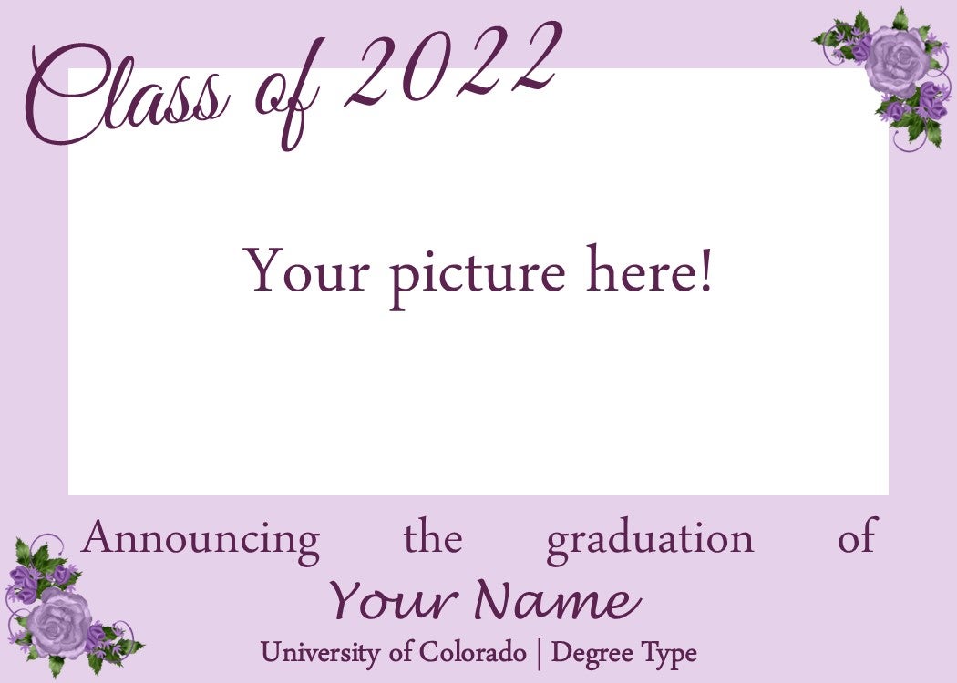 Purple Flowers Grad Announcement